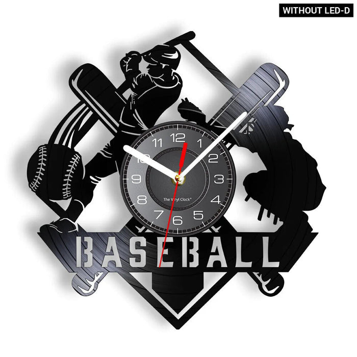 Baseball Player Vinyl Record Wall Clock