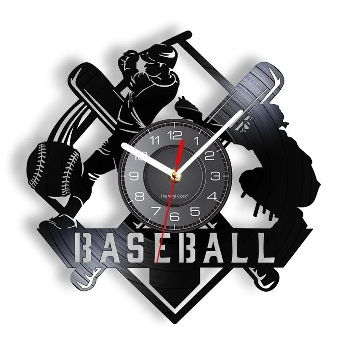 Baseball Hitter And Catcher Vinyl Record Wall Clock