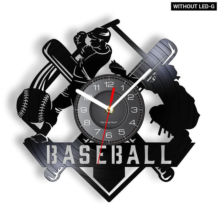 Baseball Hitter And Catcher Vinyl Record Wall Clock