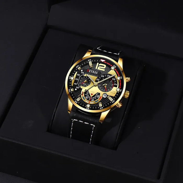 3PCS Set Luxury Mens Watches Men Skull Head Necklace Bracelet Nylon Quartz Watch Male Business Casual Wrist Watch