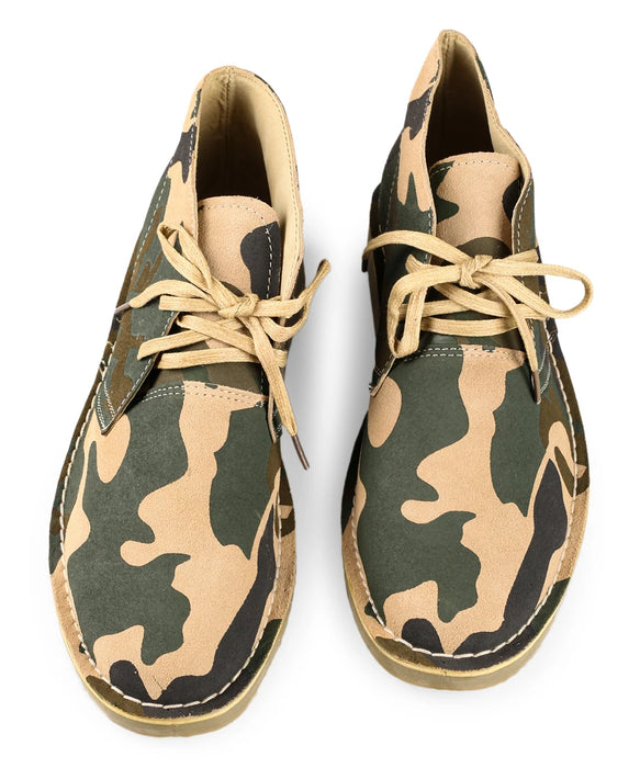 Camouflage Cow Suede Leather Men Desert Boots With Pigskin