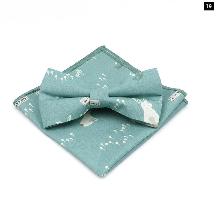 Floral Bow Tie And Handkerchief Set Mens Wedding Accessories