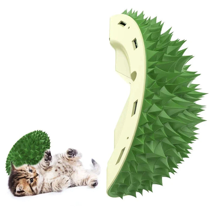 Cat Self Groomer Durable Durian Shape Wall Mount Corner Scratcher Massage Brush