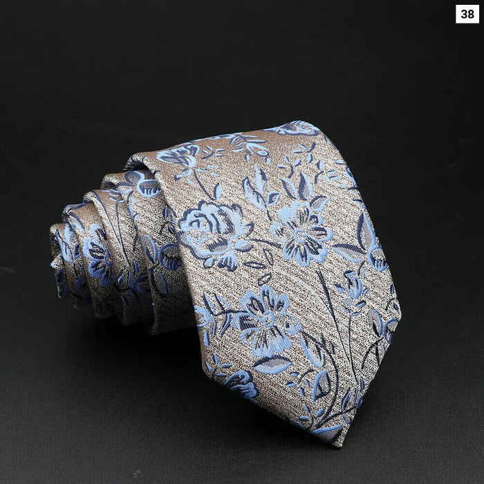 Floral Paisley Jacquard Necktie Red Blue For Mens Suits