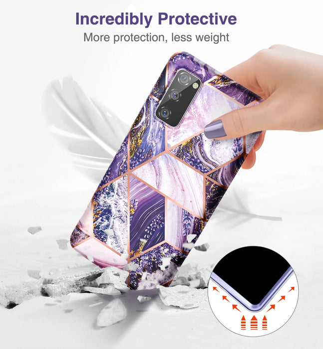 Shockproof Glitter Marble Cover For Samsung Galaxy S20 Fe With Screen Protector