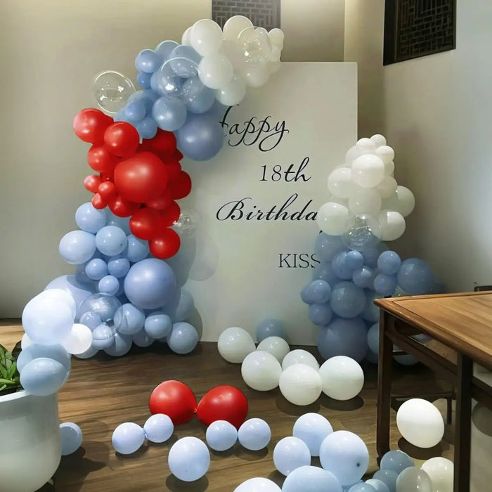 132Pcs Blue Red And Silver Balloon Garland Arch Kit For Birthday Parties Engagement Valentine'S Day Wedding Party Decorations