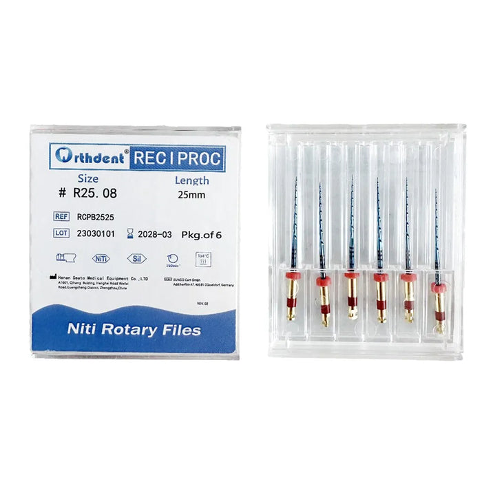 6 Pieces Orthdent Dental Reciprocating Blue Endodontic Files