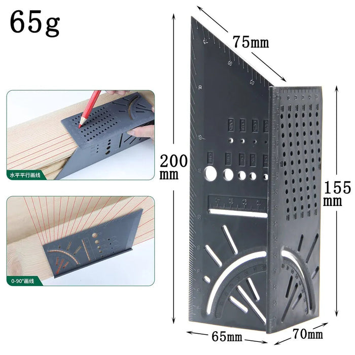 Multifunctional Three Dimensional Oblique Cutting Measuring Ruler