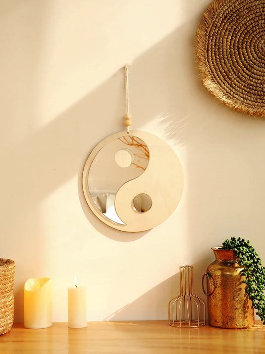 Yin Yang Wooden Mirror Wall Decor