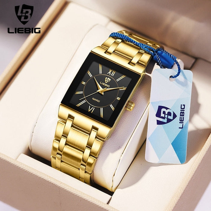 Golden Quartz Wristwatches For Female Male Fashion 30m