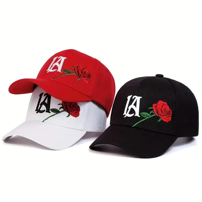 Adjustable Rose Embroidered Baseball Cap / Hat For Outdoor Wear