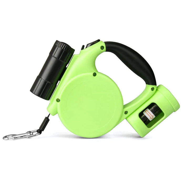 Retractable Dog Leash No Tangle Flashlight Poop Bag Holder Ideal