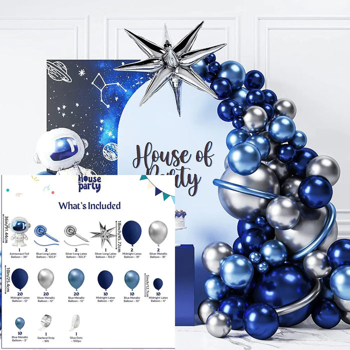 112Pcs Space Astronaut Balloon Arch Set Birthday Party Set Kids Galaxy Column Stars Balloon Party Decoration