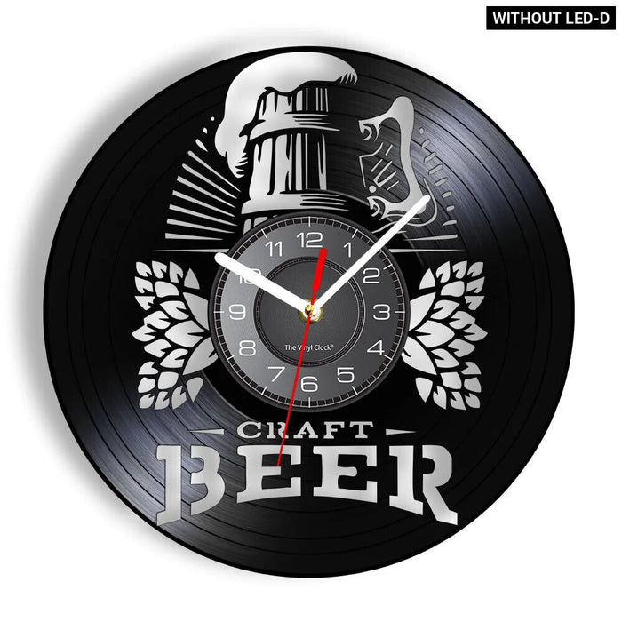 Pub Wall Clock Vinyl Record Beer Lover