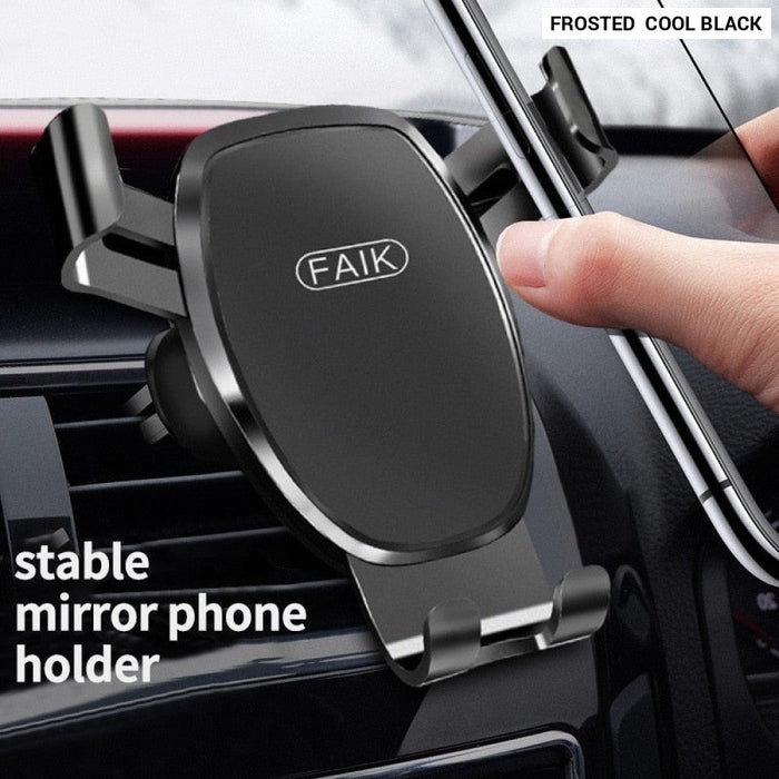 Mobile Phone Holder Air Outlet Gravity Sensor Car Holder Riangle Gravity Frosted Simplicity Solid Metallic Material