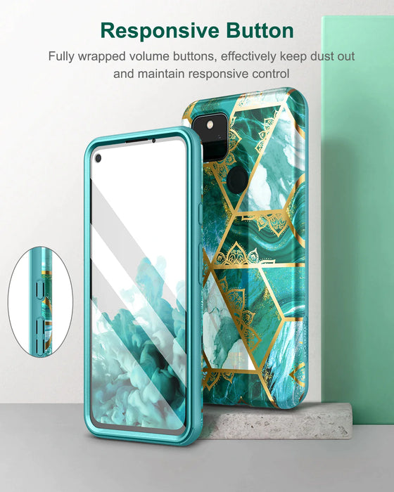 Marble Flower Shockproof Case For Google Pixel 5a 5g