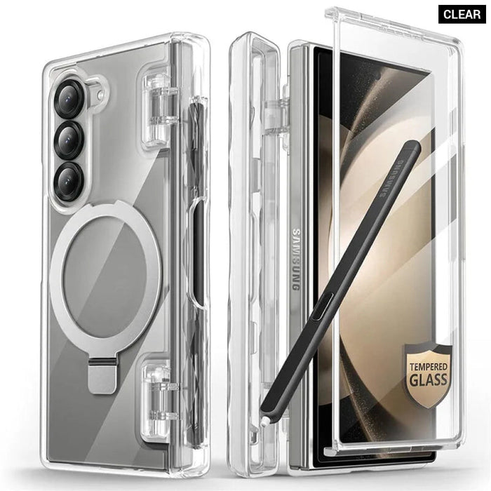 For Samsung Galaxy Z Fold 6 Cosmo Full Protective Hinge Protection Magnetic Case With Magsafe Stand & S Pen Holder