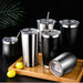 304 Stainless Steel Car Water Cup With Lid And Straw