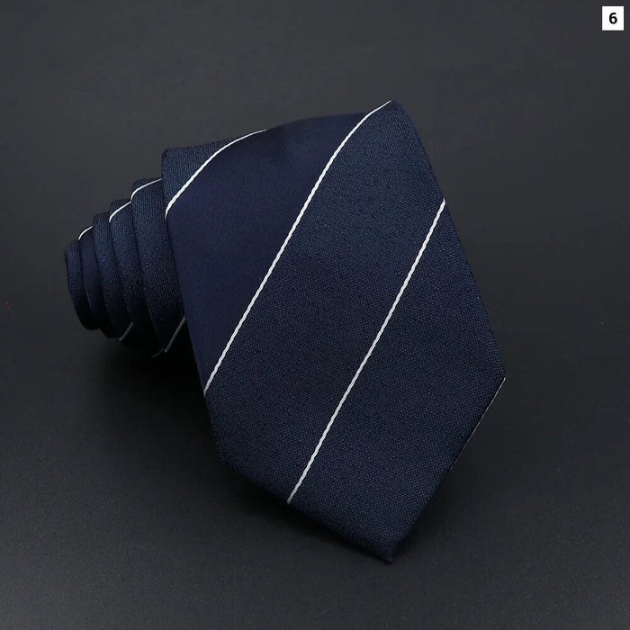 Mens Striped Tie 7Cm Luxury Jacquard Necktie For Business Wedding And Daily Wear