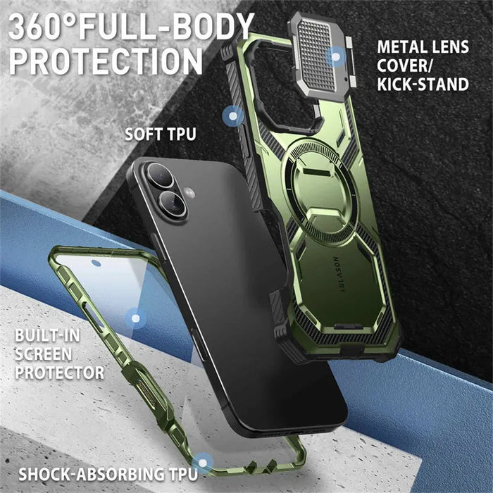 For Iphone 16 6.1" Armorbox Full-Body Rugged Holster Bumper Phone Case With Built-In Screen Protector