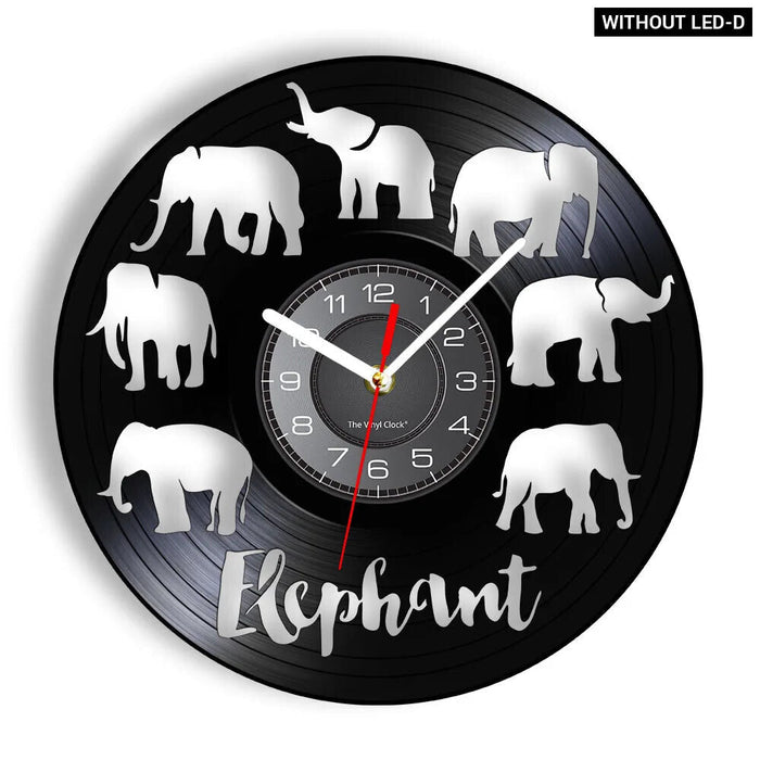 Floral Elephant Vinyl Record Wall Clock