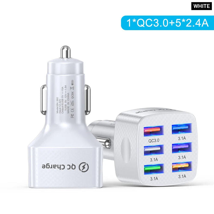 6 Port 75W Qc 3.0 Car Charger For Iphone 13/12 Pro