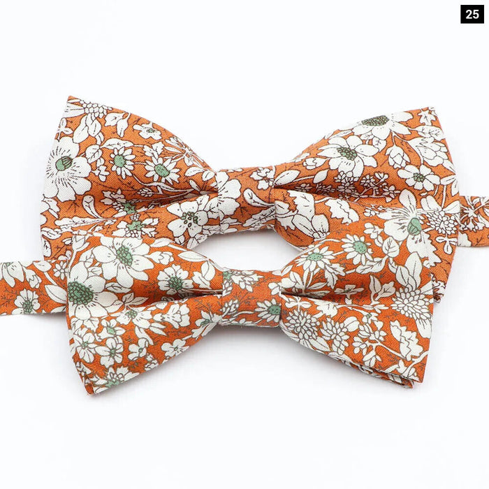 Colourful Floral Bow Ties Fashionable Cotton For Weddings And Parties