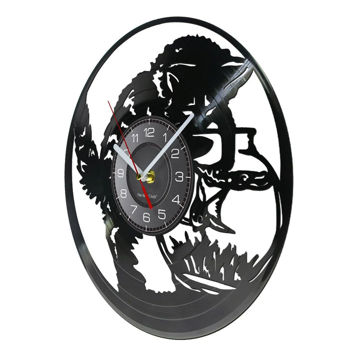 Cat Fishing Vinyl Record Wall Clock