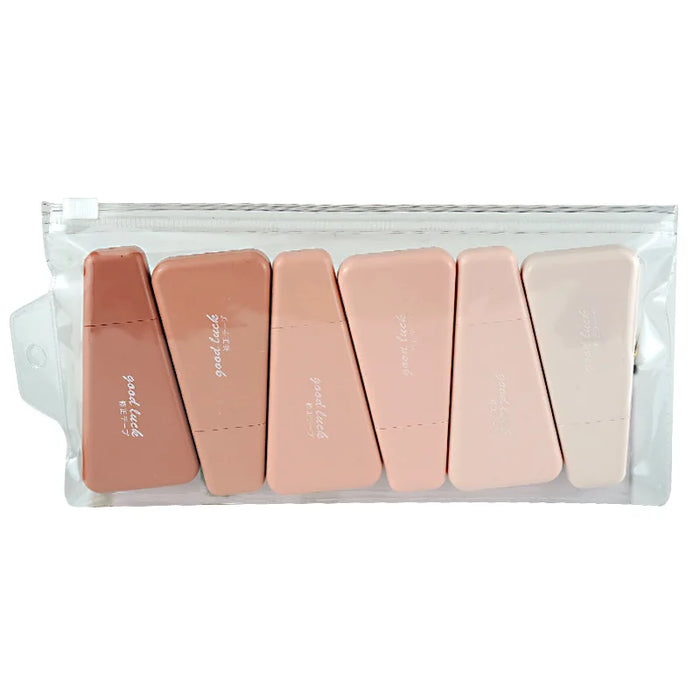 6 Piece Gradient Pink White Correction Tape Set