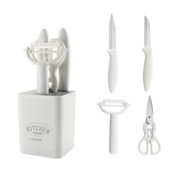 6 Pieces Stainless Steel Multifunction White Scissors Egg Beater Combination Set With Storage Box