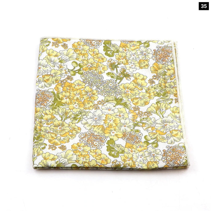 Floral Pocket Square For Men Classic White Cotton Handkerchief For Weddings And Daily Wear