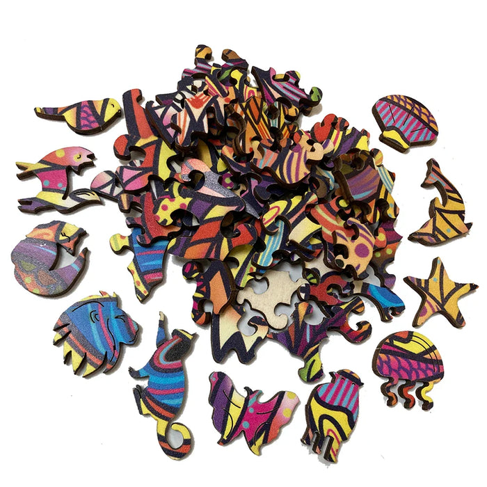 Colourful Tiger Cat Wooden Puzzle