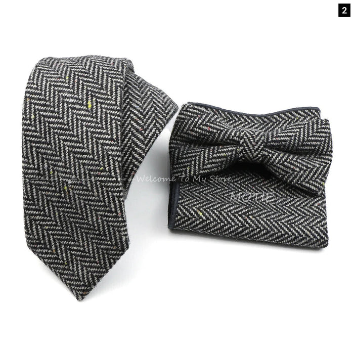 Mens Plaid Wool Tie Set For Business Weddings And Gifts