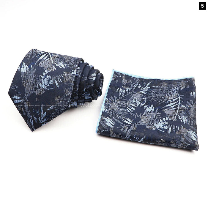 Floral Pocket Square Tie Set For Weddings Parties And Daily Wear