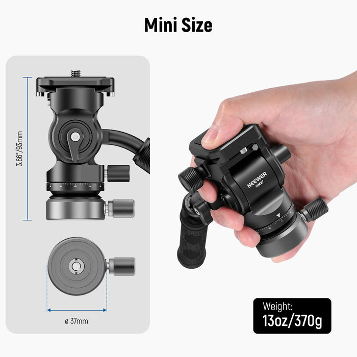 Compact Video Camera Dslr Tripod Fluid Head With Arca Qr Plate & Telescopic Handle