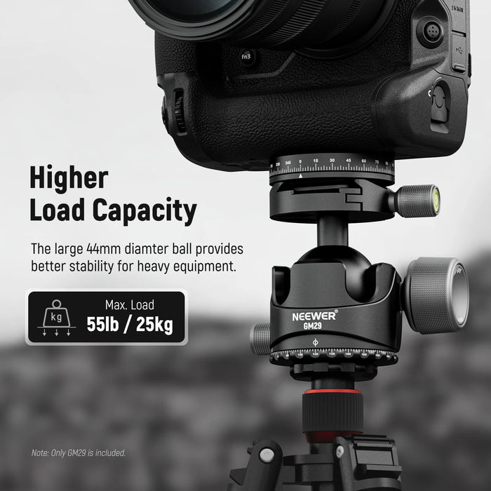 Low Profile Ball Head For Tripod & Monopod Heavy Duty Dual 360° Panorama Low Center Of Gravity