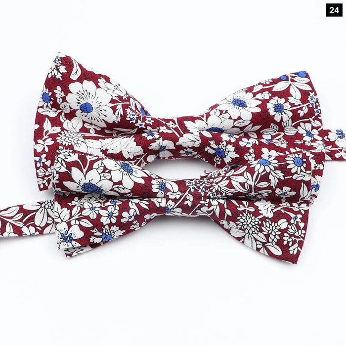 Colourful Floral Bow Ties Fashionable Cotton For Weddings And Parties