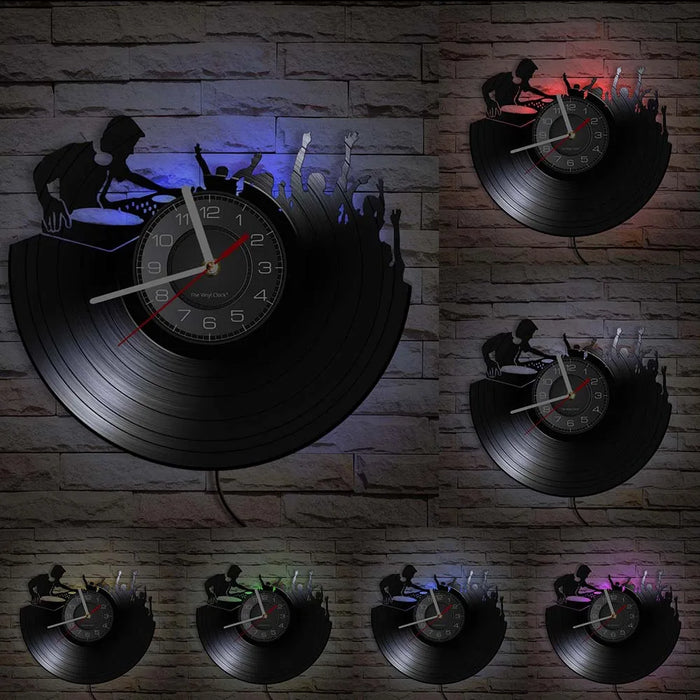 Disco Dance Party Vinyl Record Wall Clock