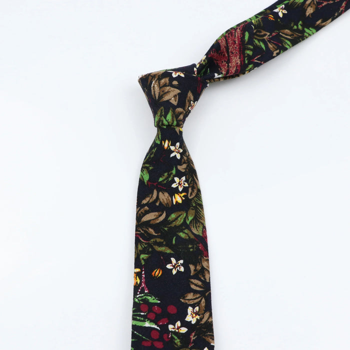 Handmade 6Cm Mens Ties Classic Cotton Necktie For Weddings And Casual Wear Bird And Flower Print Gift