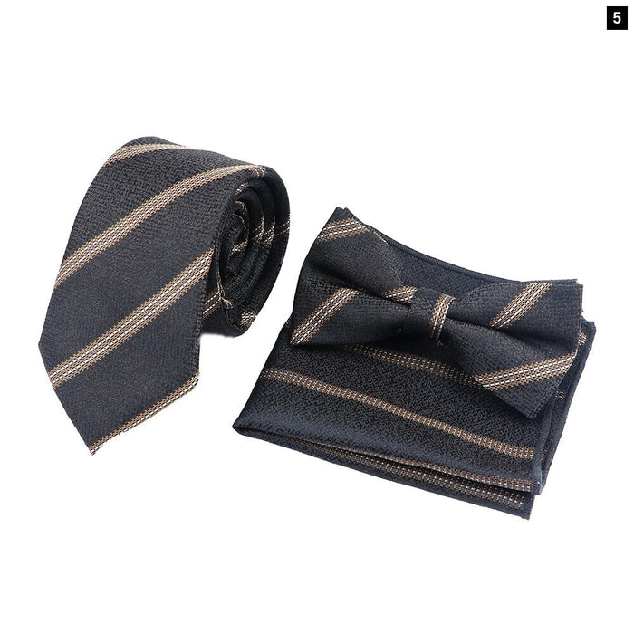 Classic Paisley Striped Necktie Set Mens Fashion Accessory