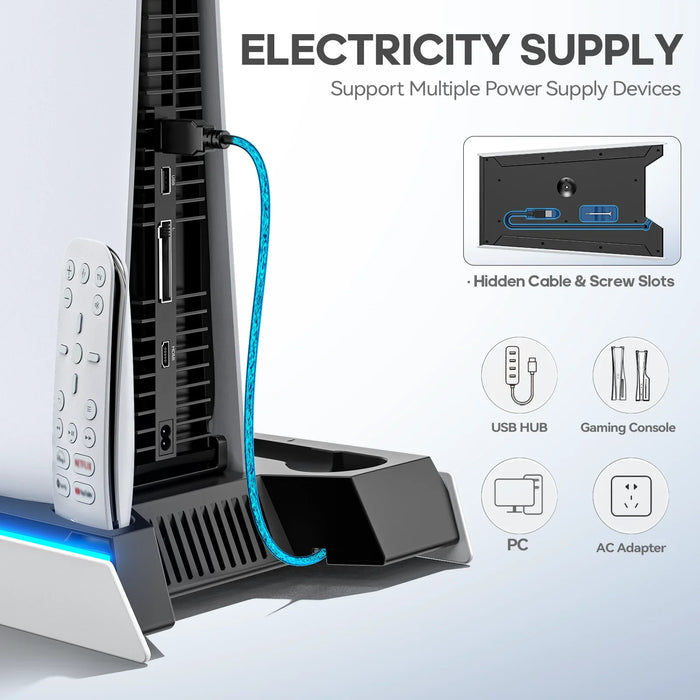 Turbofan Cooling Stand For Ps5/Ps5 Slim 9 Lights Controller Charger