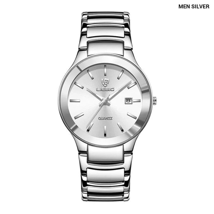 Golden Stainless Steel Quartz Watch Women Men Waterproof Date Wristwatches For Ladies Female Clock