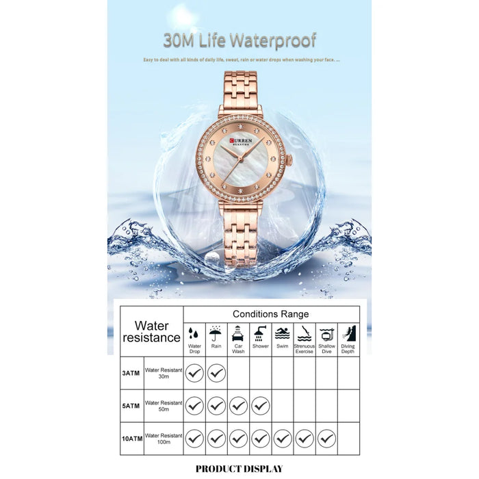 Ladies Quartz Watches With Shells Dial Stainless Steel Bracelet Wristwatch For Women Rhinestones Clock