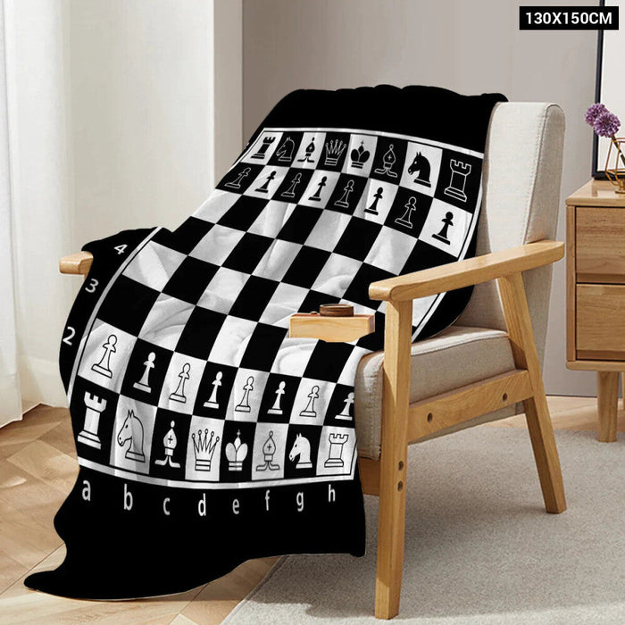 Checkered Chess Board Fleece Throw Blanket Warm And Lightweight