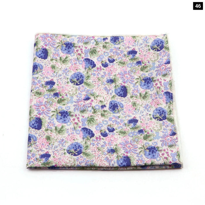 Floral Pocket Square For Men Classic White Cotton Handkerchief For Weddings And Daily Wear