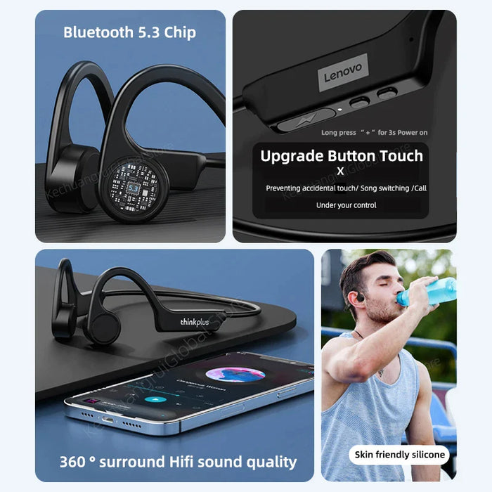 10Pcs Wireless Bluetooth X4 Bone Conduction Hifi Ear-Hook Waterproof Sports Earphones With Mic