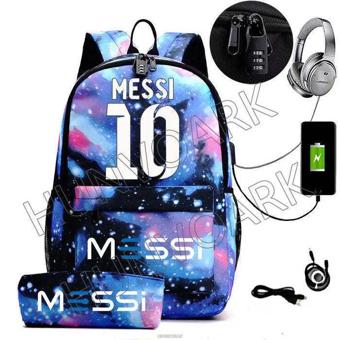 Unisex Messi 16 Inch Laptop Oxford School Bag