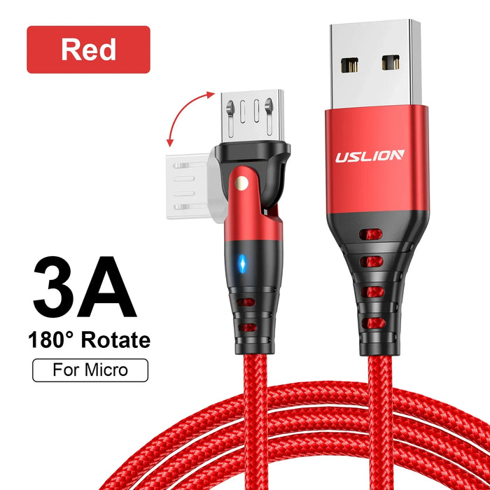 180 Rotating Micro Usb Cable For Fast Charging