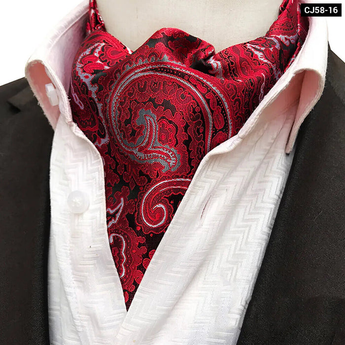 British Gentleman Tie Set Jacquard Paisley Cashew Cravat Ascot Scrunch For Weddings