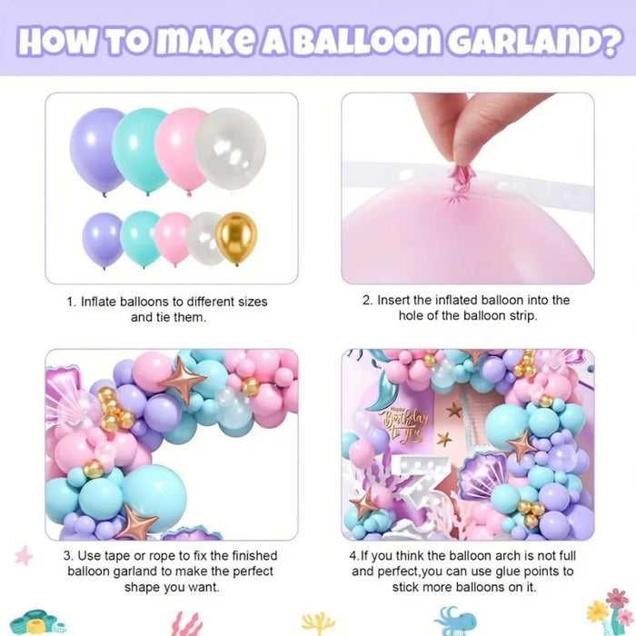 99Pcs Mermaid Themed Balloon Garland Arch Set Suitable For Birthday Parties And Celebration Decorations Indoor And Outdoor Use